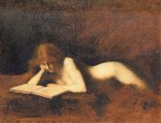 Jean-Jacques Henner Woman Reading oil